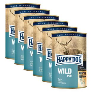 Happy Dog Pur - Wild/dziczyzna, 6 x 400g, 5+1 GRATIS
