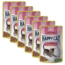 Saszetka Happy Cat MEAT IN SAUCE Kitten & Junior Land-Geflügel / Poultry 6 x 85 g