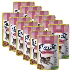 Saszetka Happy Cat MEAT IN SAUCE Kitten & Junior Land-Geflügel / Poultry 12 x 85 g