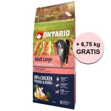 ONTARIO Adult Large - chicken & potatoes 12 kg + 6,75 kg GRATIS