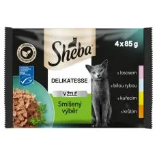 Sheba Delikatesse Saszetki zmieszany wyb&oacute;r w galaretce 4 x 85 g