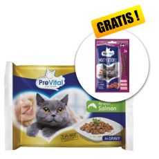 PreVital Fillet Selection Sterile saszetki łosoś w sosie 4 x 85 g + przysmak GRATIS