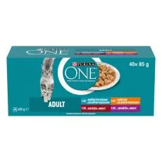 PURINA ONE ADULT Multipack kurczak, wołowina, jagnięcina i ryby morskie w sosie 40 x 85g
