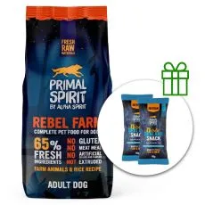 Primal Spirit Dog 65% Rebel Farm kurczak i ryby 12 kg + 2 x przekąski GRATIS