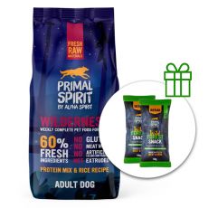 Primal Spirit Dog 60% Wilderness Dog świnia iberyjska 12 kg + 2 x przekąski GRATIS