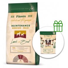 Fitmin Maintenance Medium/Maxi Lamb with Beef 12 kg + Fitmin Play&Train Lamb & Beef GRATIS
