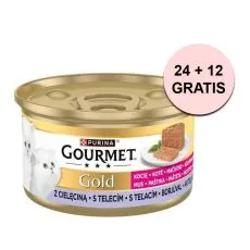 Konserwa Gourmet GOLD Kitten - pasztet z cielęciną 85 g, 24+12 szt. GRATIS