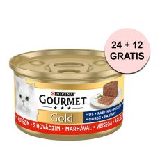 Konserwa Gourmet GOLD - pasztet z wołowiny 85 g, 24+12 szt. GRATIS