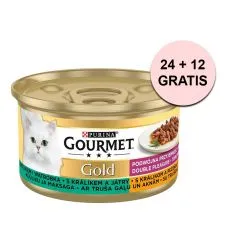 Konserwa Gourmet GOLD - grilowane i duszone mięso z kr&oacute;lika z wątrobą 85 g, 24+12 szt. GRATIS