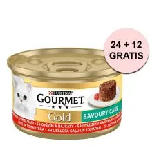 Konserwa Gourmet GOLD - Savoury Cake z wołowiną i pomidorami 85 g, 24+12 szt. GRATIS