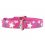 Świecąca skórzana obroża z gwiazdkami, różowa 38 - 49 cm, 25 mm