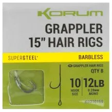 Korum GRAPPLER Hair Rig Barbless 38cm/0.28mm hook size 10