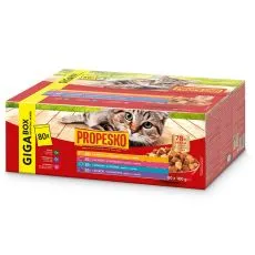 Propesko Cat Adult GIGA BOX wołowina/kurczak/łosoś/jagnięcina w sosie 80 x 100 g