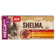 Shelma Cat Saszetka 4 rodzaje mięsa w galaretce MEGA BOX 40 x 85 g