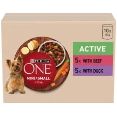 PURINA ONE MINI Dog Active Wołowina i kaczka w soku 10 x 85 g