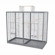 Klatka dla ptak&oacute;w Verra 125,5 x 61 x 109/127 cm SZARA