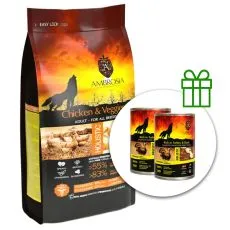 Ambrosia Adult All Breeds Chicken & Veggies 12 kg + 2 konserwy GRATIS