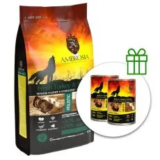 Ambrosia Senior & Sterilized All Breeds Fresh Turkey & Salmon 12 kg + 2 konserwy GRATIS