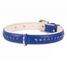 Obroża skórzana Brilliance - 21 - 27cm, 15mm - niebieska