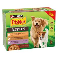 Friskies Tasty Strips saszetki dla ps&oacute;w kurczak, indyk, kaczka w sosie 12 x 85 g