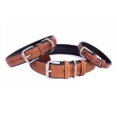 Obroża skórzana Soft  - 27- 36cm, 15mm, brązowo-czarna