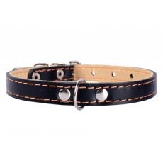 Dwuwarstwowa obroża skórzana - 32 - 40cm, 20mm - czarno-beżowa