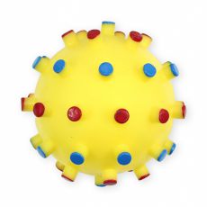Zabawka dla psa - winylowa piłka z kolcami, żółta - 12cm