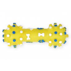 Zabawka dla psa - winylowa piszcząca sztangielka, żółta 12cm
