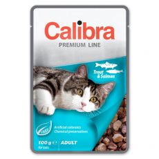 CALIBRA Cat Adult kawałki z pstrągiem i łososiem w sosie 100 g