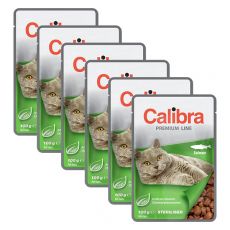 CALIBRA Cat Adult Sterilised kawałki z łososiem w sosie 6 x 100 g