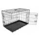 Double door dog cage in silver zinc coating, with plastic tray 61 × 46 × 51 cm, black