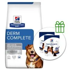 Hill's Prescription Diet Canine Derm Complete 12 kg + 2x przekąski GRATIS