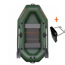 Łódź Kolibri K-240T zielona - podłoga listwowa + uchwyt silnika