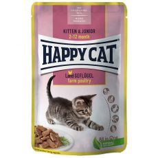 Saszetka Happy Cat MEAT IN SAUCE Kitten & Junior Land-Geflügel / Poultry 85 g